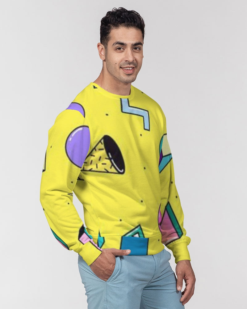 Yellow Geo Men's Classic French Terry Crewneck Pullover