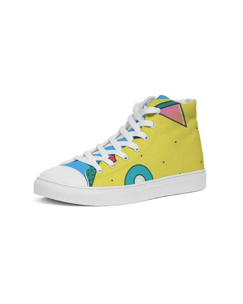 Yellow Geo Men's Hightop Canvas Shoe