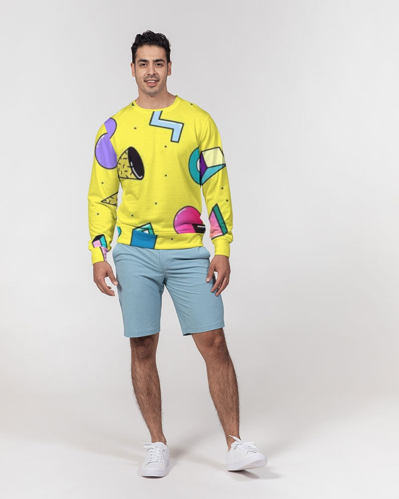 Yellow Geo Men's Classic French Terry Crewneck Pullover