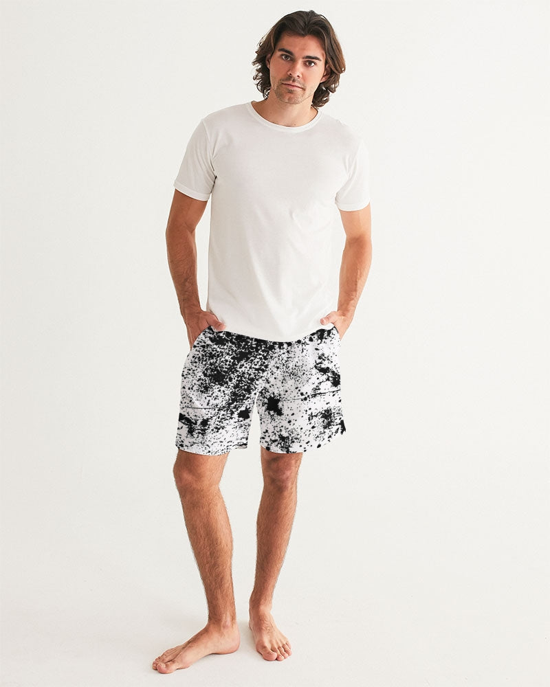 White and Black Tie Dye Men's Swim Trunk