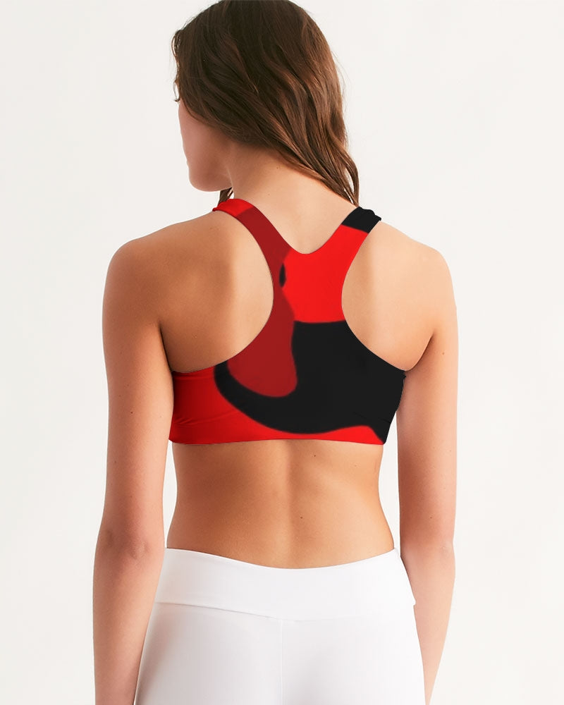 Red Fatigue Women's All-Over Print Seamless Sports Bra